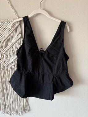 Free People Black V-Neck Peplum Camisole